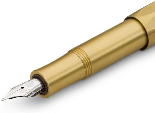 Kaweco Stilou Sport Pană De Scris Foarte Larg Auriu Din Alamă Cu Cerneală Roșie