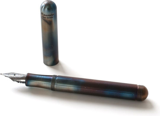 Kaweco Liliput Fireblue Füllfederhalter Extra breit Rote aus Stahl mit Blauer Tintenfarbe