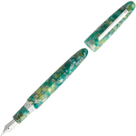 Esterbrook Pens Esterbrook Estie Sea Glass Pt Oversize Πένα Γραφής Medium Πράσινη Γυάλινη με Μπλε Μελάνι