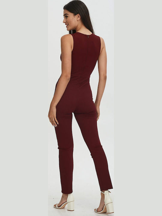Women's Sleeveless One-piece Suit Burgundy