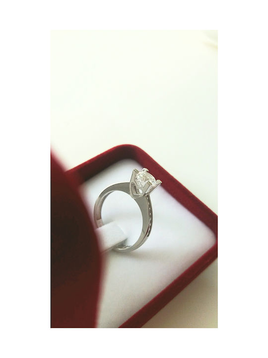 Single Stone from White Gold 9K