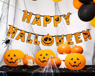 Happy Γιρλάντα για Party Halloween σε Πορτοκαλί χρώμα