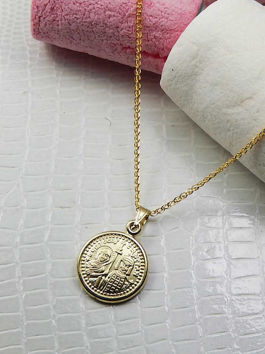 Art d or Pendant Kids Talisman Double Sided with Chain with Jesus Christ made of Gold 9K ARDP-K-152