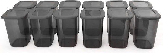 Hermia Set of 12pcs Jars General Use with Lid Plastic Gray 1200ml
