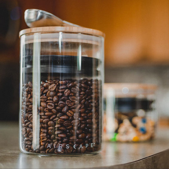 Glass Coffee Container with Lid Transparent 850ml