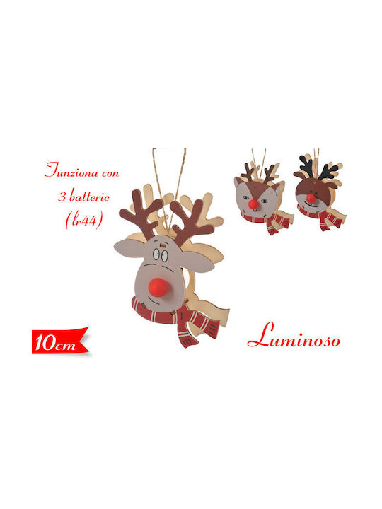 Christmas Wooden Reindeer Ornament Beige