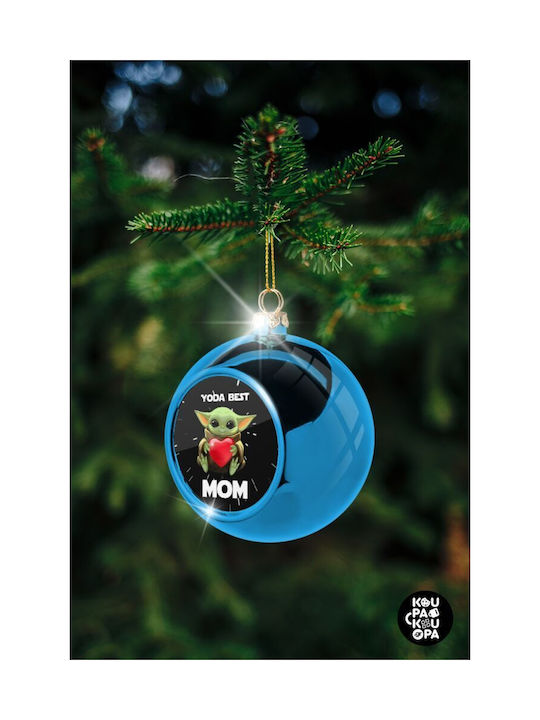 Yoda Best Mom Christmas Plastic Ball Ornament Blue 8cm