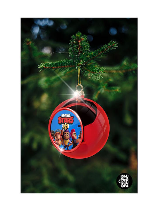 Brawl Stars Christmas Plastic Ball Ornament Red 8cm