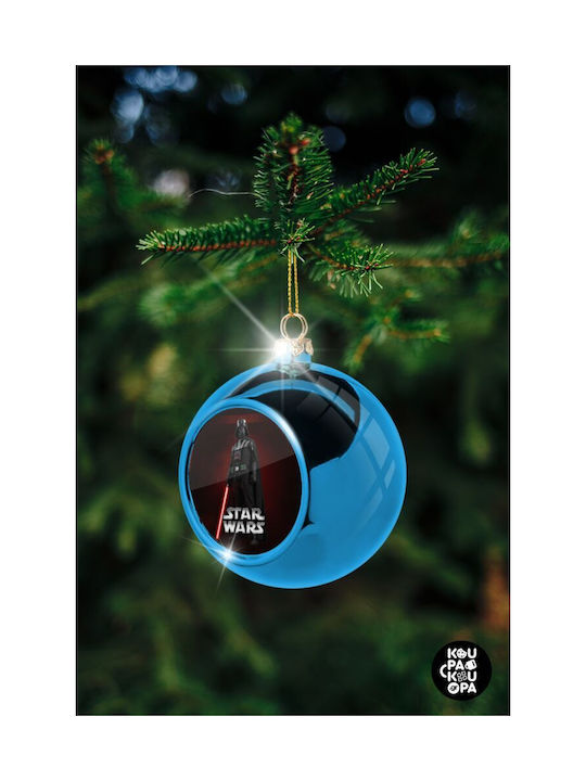 Darth Vader Ornament de Crăciun Bilă Plastic Albastru cu Pulbere de Aur cu Paiete 8buc