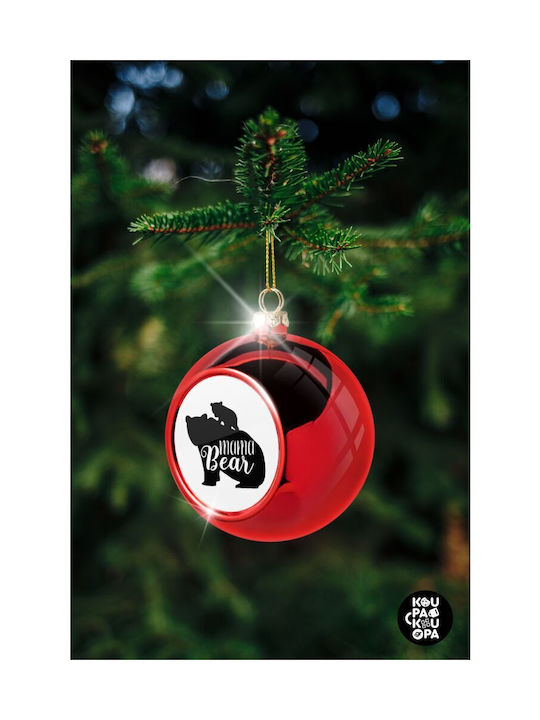 Mama Bear Kid Christmas Plastic Ball Ornament Red 8cm