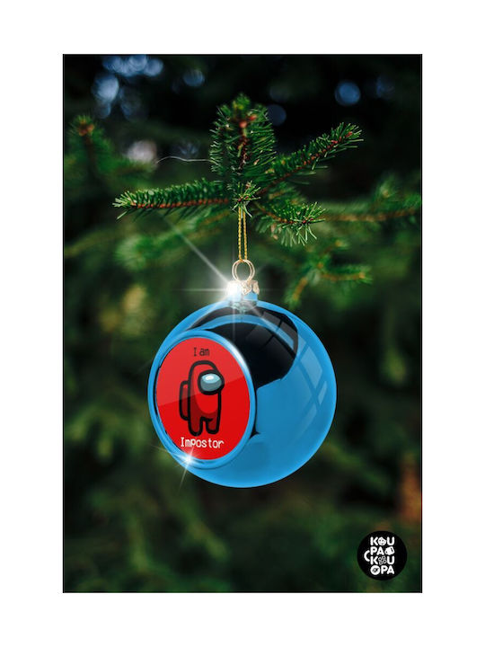 Among Us I Am Impostor Christmas Plastic Ball Ornament Blue 8cm