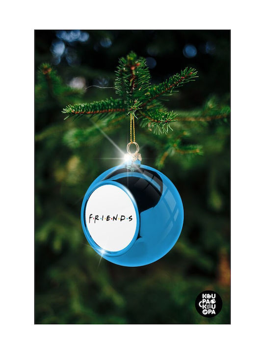 Friends Christmas Plastic Ball Ornament Blue 8cm