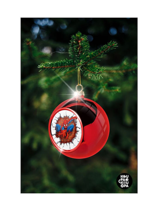 Spiderman Wall Christmas Plastic Ball Ornament Red 8cm