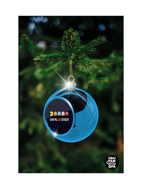 Game Over Pac-man Weihnachtshänger Kugel Ornament Plastik Blau 8cm