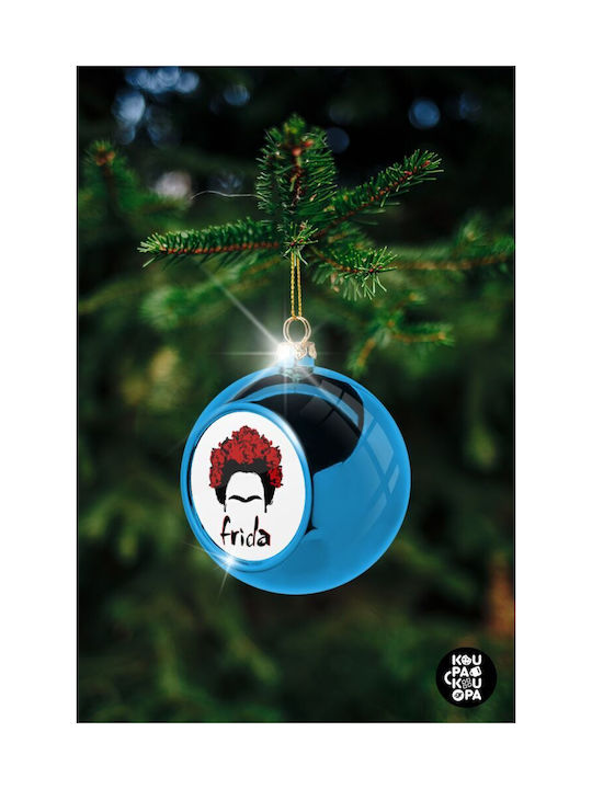 Frida Weihnachtshänger Kugel Ornament Plastik Blau 8cm