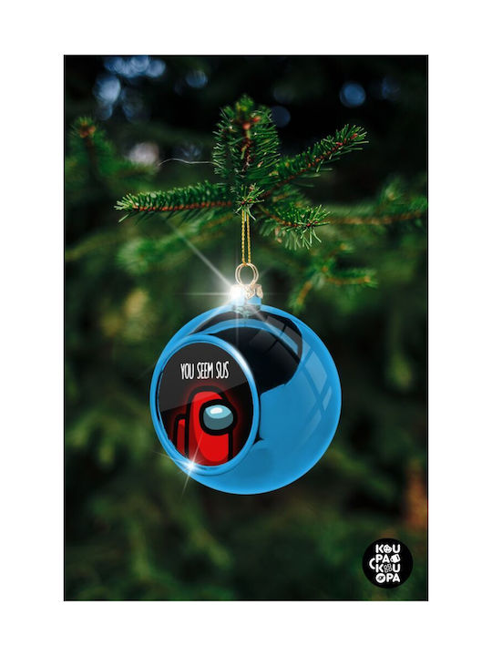 Among Us You Seem Sus Weihnachtshänger Kugel Ornament Plastik Blau 8cm