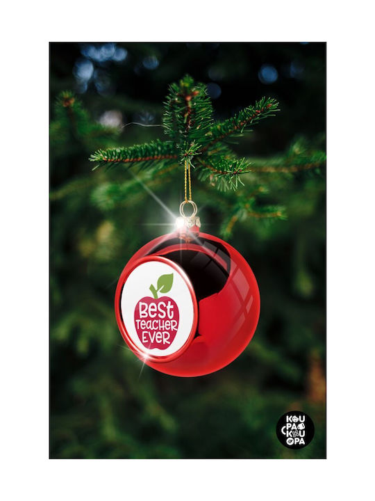 Best Teacher Ever Apple Weihnachtshänger Kugel Ornament Plastik Rot 8cm