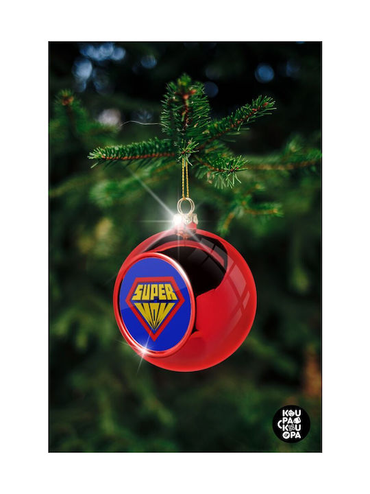 Super Mom 3d Christmas Plastic Ball Ornament Red 8cm