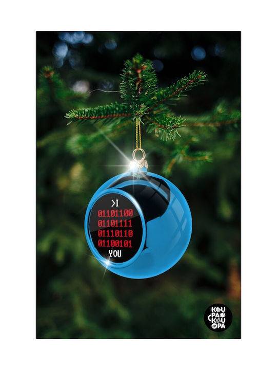 I You Binary Secret Msg Christmas Plastic Ball Ornament Blue 8cm