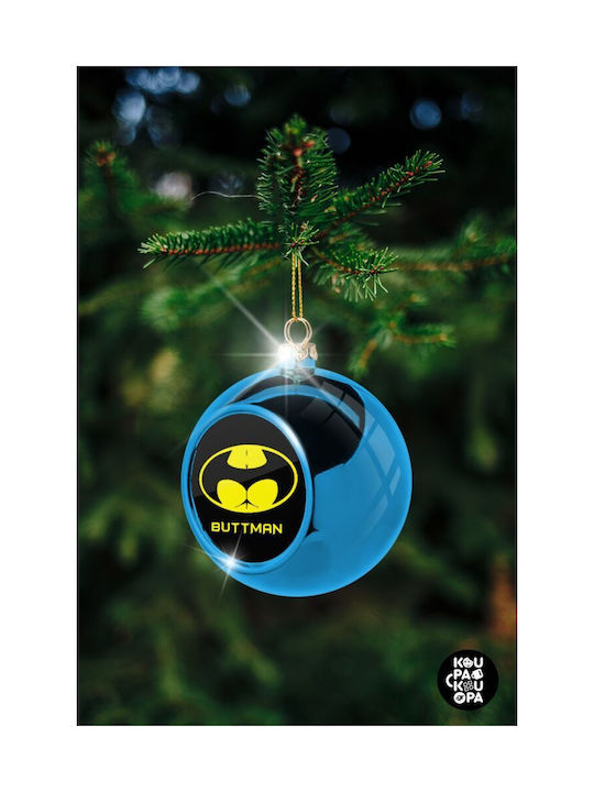 Buttman Christmas Plastic Ball Ornament Blue 8cm