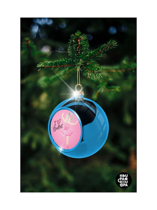 I Love Ballet Christmas Plastic Ball Ornament Blue 8cm