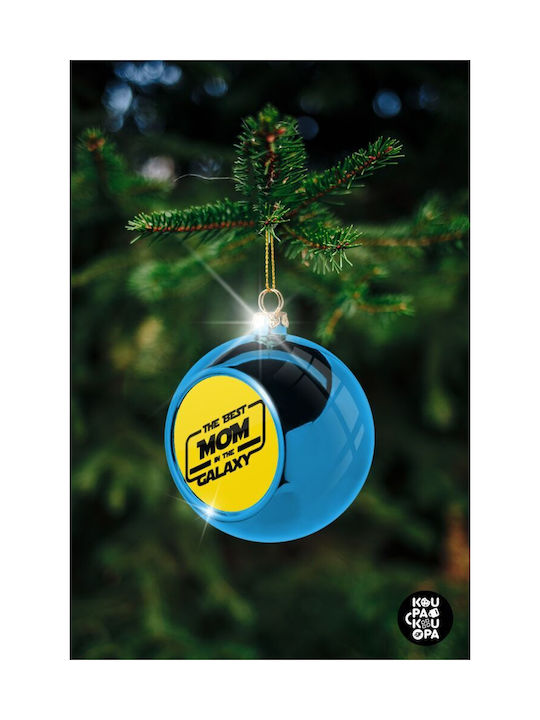 Best Mom In Galaxy Weihnachtshänger Kugel Ornament Plastik Blau 8cm