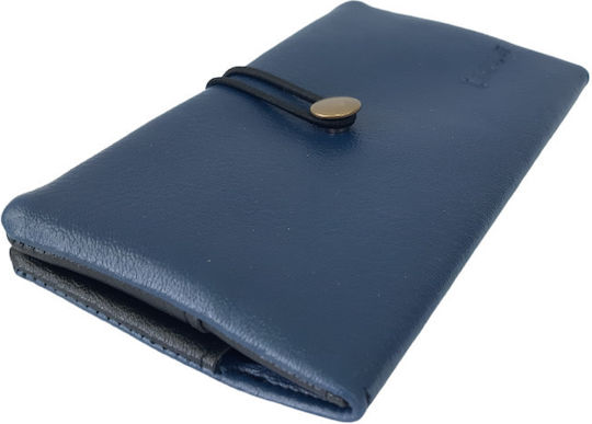 Tabaktasche aus Künstliches Leder Blau Handgefertigt mit Kordel 16x9cm
