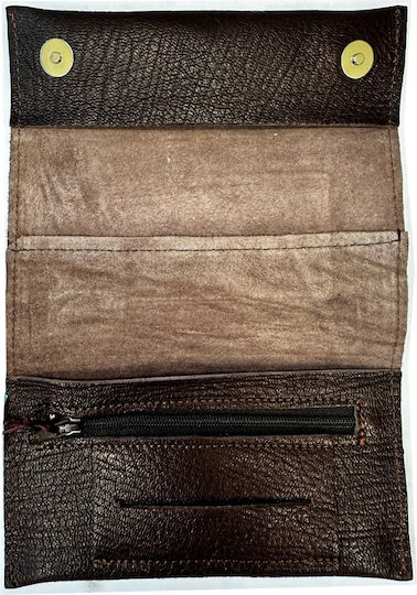 Lederne Tabaktasche Braun mit magnetischem Verschluss