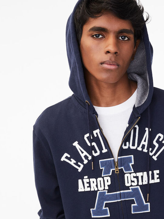 Aeropostale Men's Sweatshirt Jacket with Hood and Pockets Blue