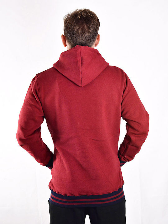 Beltipo Herren Sweatshirt Jacke mit Kapuze und Taschen Rot