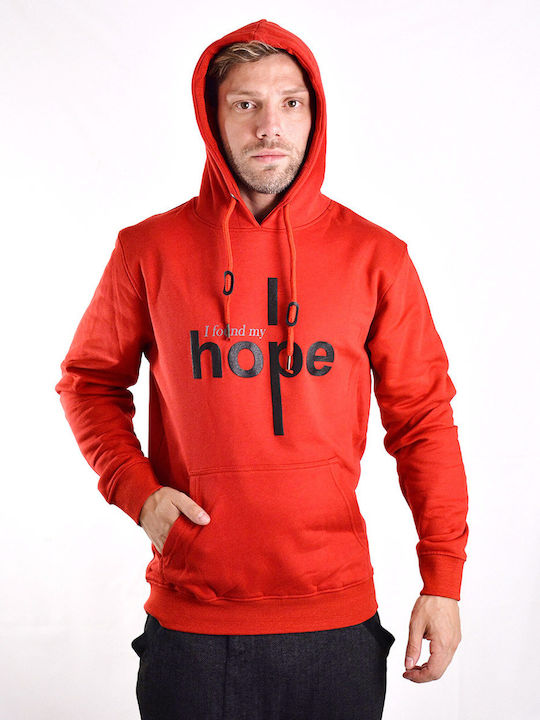 Beltipo Hope Men's Sweatshirt with Hood & Pockets Orange