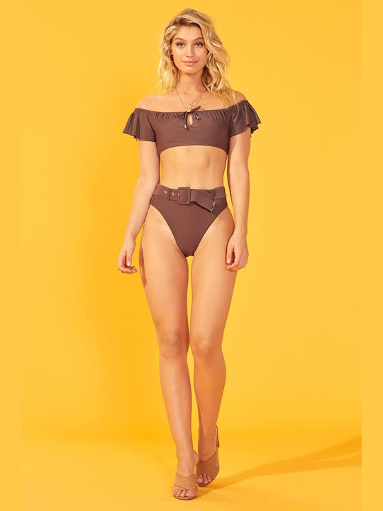 Minkpink Bikini Alunecare Talie înaltă Maro