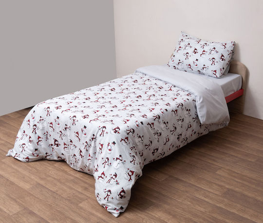 Viopros Kids Sheets Set Single with Elastic Band Cotton Grey 100x200cm 3 Pieces