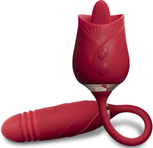 Rose Silicone Clitoral Stimulator Vibrating Tongue Classic Vibrator 38cm Pink