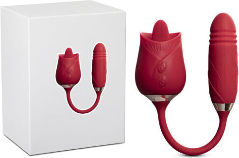 Rose Silicone Clitoral Stimulator Vibrating Tongue Classic Vibrator 38cm Pink