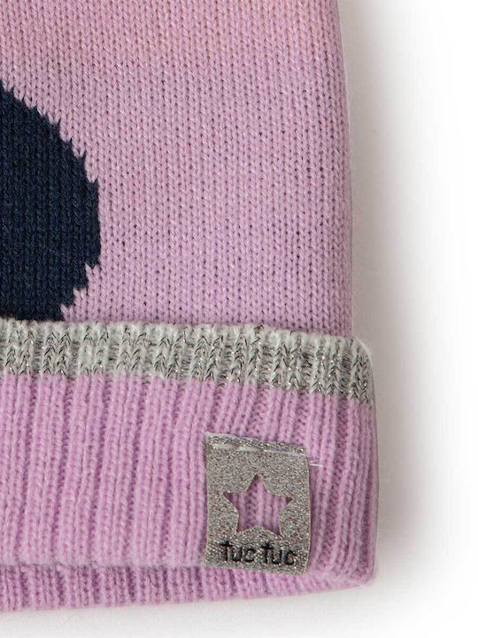 Kinder Mütze Set Gestrickt Flieder
