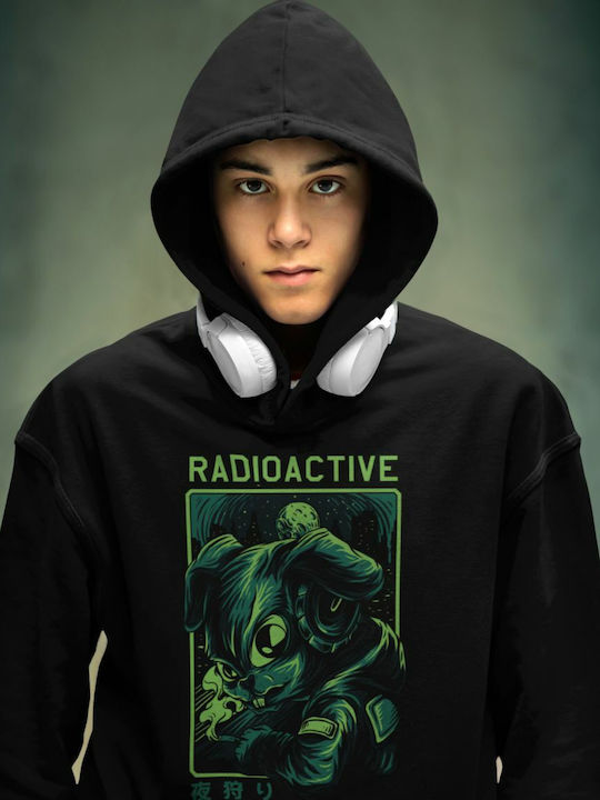 TKT Kids Sweatshirt with Hood and Pocket Black Radioactive Mutant Rabbit