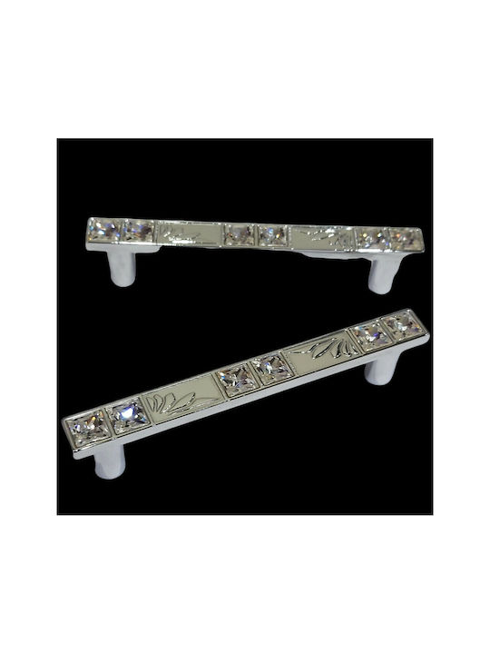 Handle Furniture made of Metallic & Zamak & Crystal Chrome 117mm (Center Distance 96mm) 0134-096-SWI1 1pcs