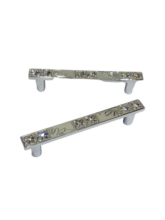 Handle Furniture made of Metallic & Zamak & Crystal Chrome 117mm (Center Distance 96mm) 0134-096-SWI1 1pcs