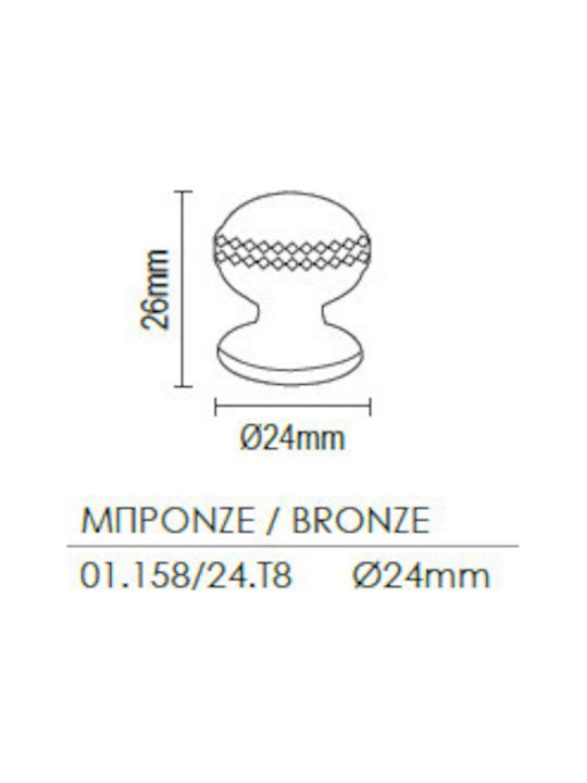 Viometale Antique Knob Furniture made of Metallic in Bronze Color D24mm 01.158 1pcs