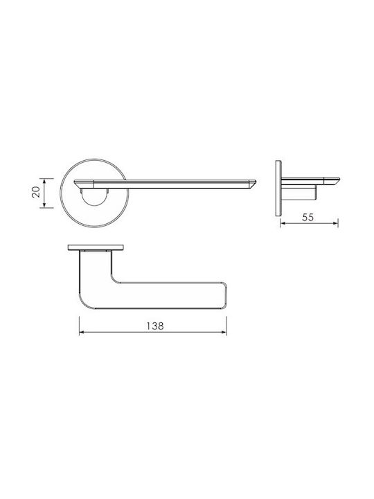 Yalis Design Hebel Vordertür mit Rosette Links Yalis 259-84204-ΑΡΙΣΤΕΡΌ Schwarz