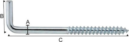 Square Screw Hook with Diameter M22 and Length 100mm