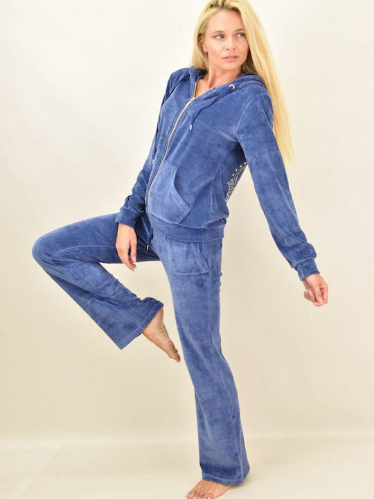 First Woman Set Women's Sweatpants Blue Velvet