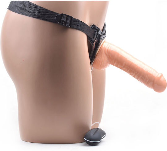 Harness με Dildo και Δόνηση στο χρώμα του δέρματος