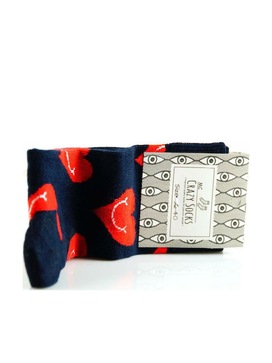 Crazy Socks Fashion Femei Șosete cu Model Albastre 1Pachet