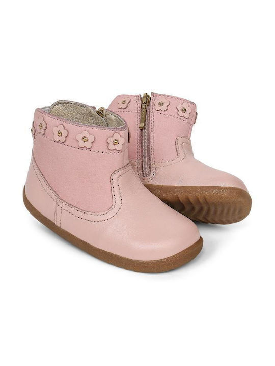 Step Up Daisy Boot Seashell Shimmer Δερμάτινα Παιδικά Μποτάκια Ροζ