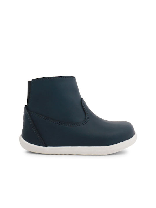 Step Up No 18-22 Paddington Kids Leather Boots with Zipper Navy Blue