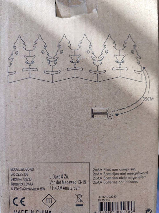 Christmas Decorative Illuminated Tree 35cm Battery White