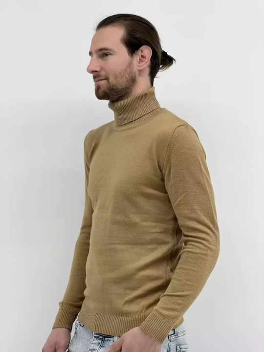 Men's Turtleneck Elastic Brown