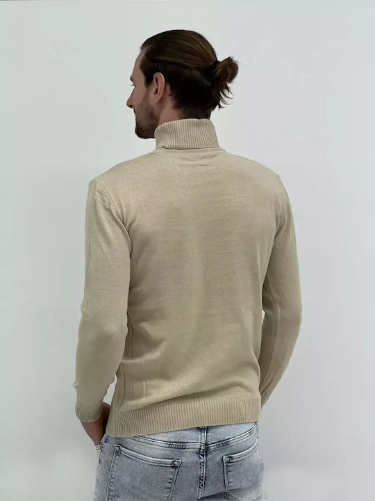 Men's Turtleneck Elastic Beige